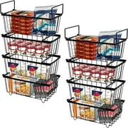 8Pack Freezer Organizer Bins, Stackable Deep Freezer Organizer Bins for Upright Freezer, Wire Storage Baskets with Handles for Easy Access to Bottom Food